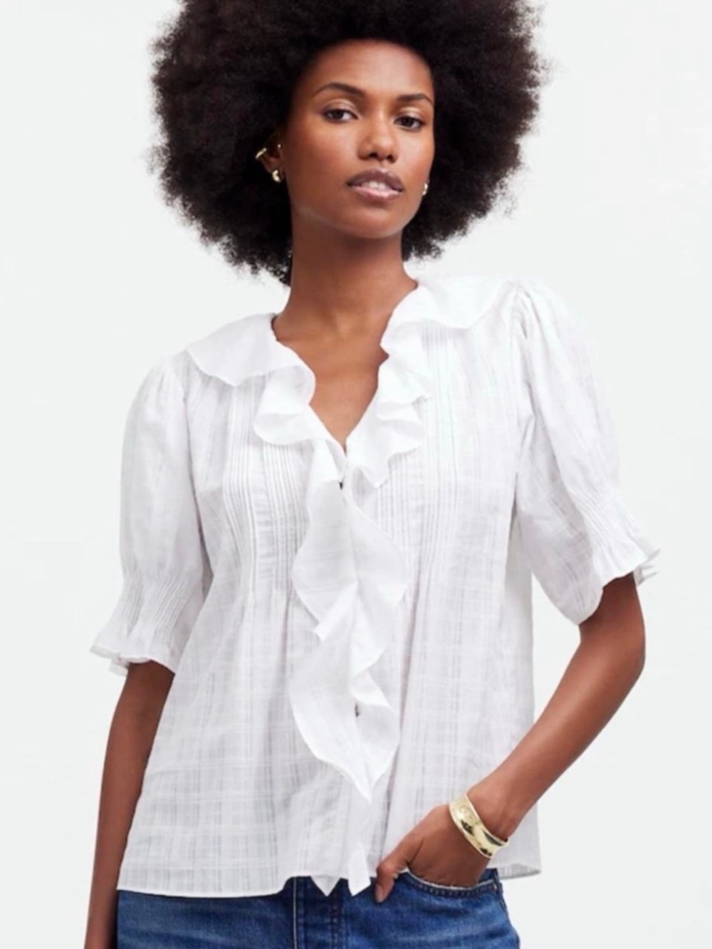 EUC MADEWELL - White Blaire top, XS